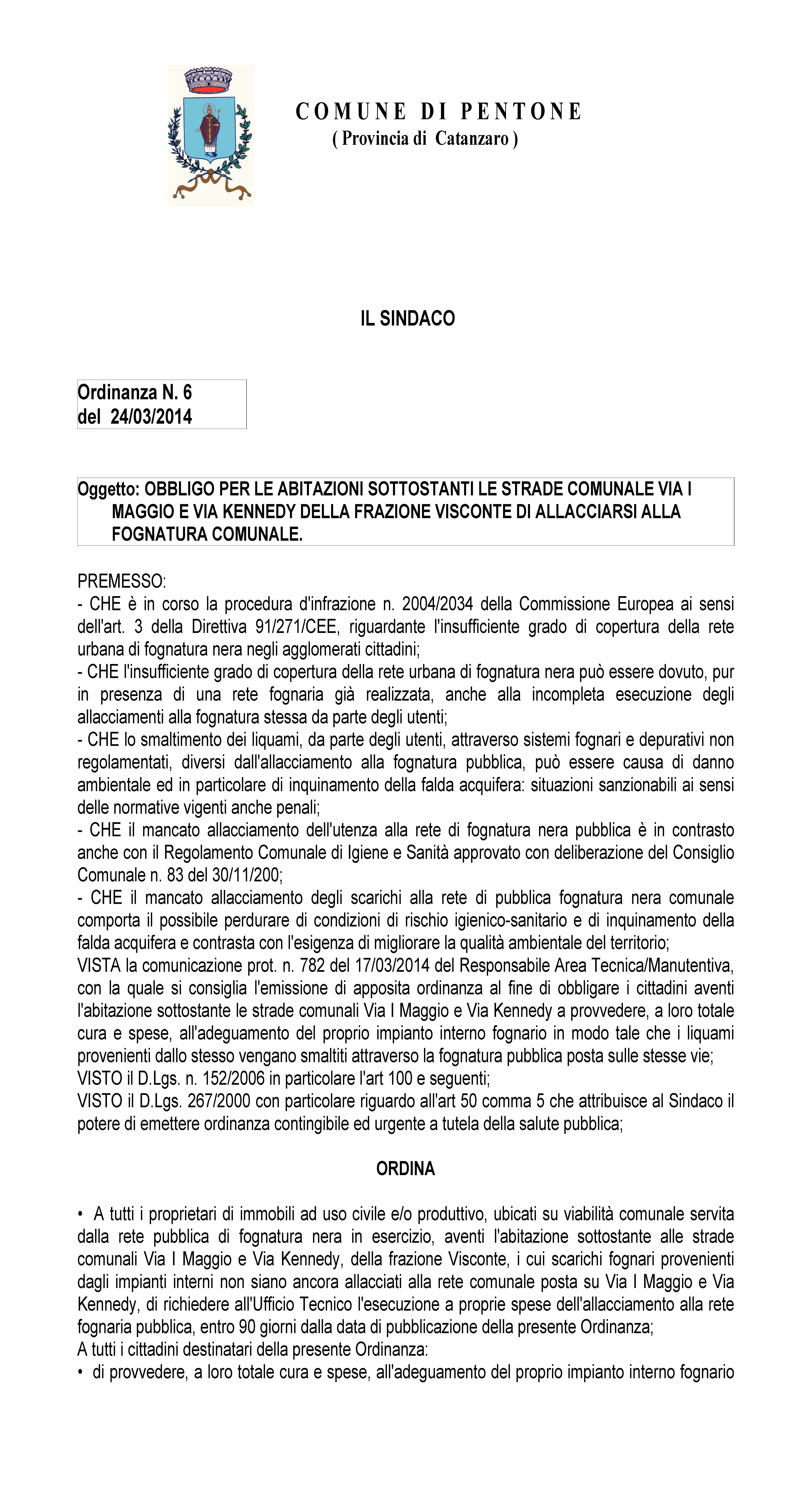 ORDINANZA SINDACO
